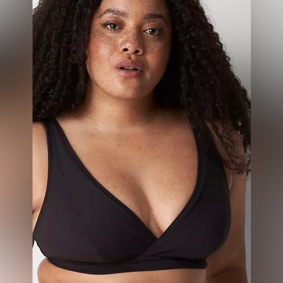 Cacique Unlined High Apex Bralette Black Ribbed Size 36DD - Picture 2 of 11